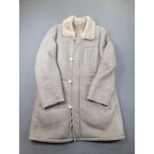 Canda Shearling Coat Mens 52 Gray Leather Fleece Lined Long Winter Jacket